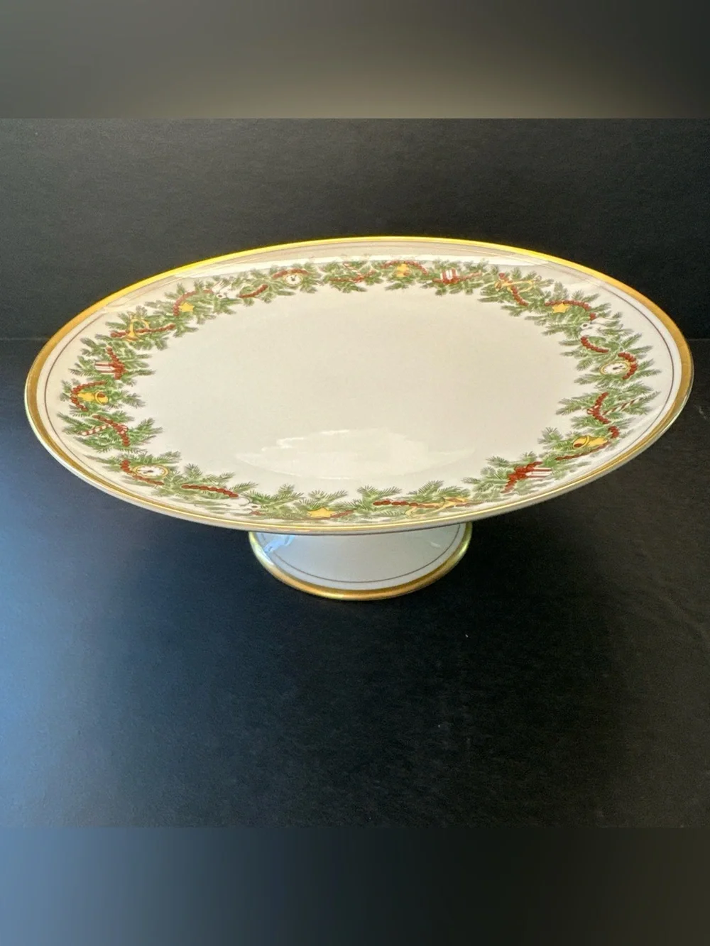 Vintage Fitz & Floyd St Nicholas Pedestal Cake Stand Christmas Serving Dish 10